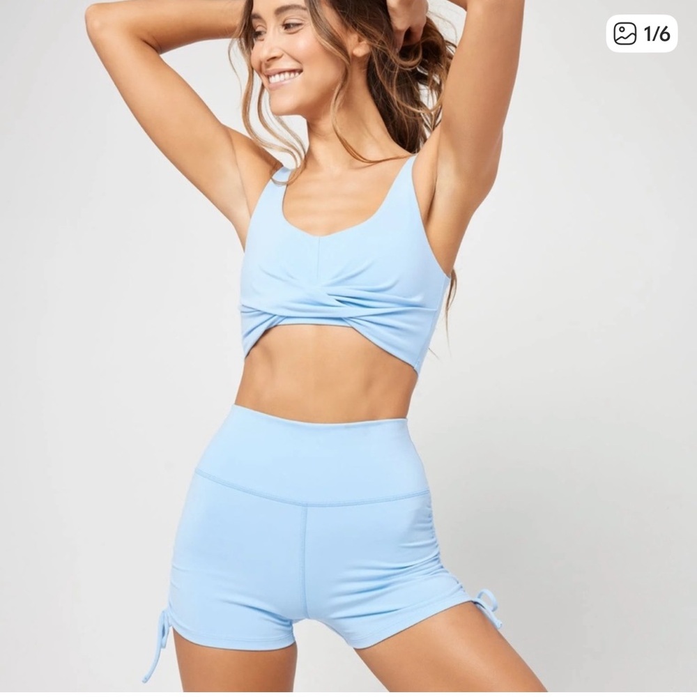 L*space active twist of fate sky blue color sports bra size Medium
